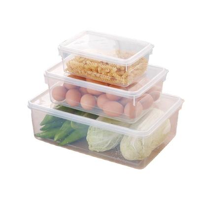 China 3PC Clear Airtight Plastic Rectangle Food Container Preservation Storage Box Heatable for sale