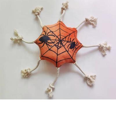 China Factory stocked cheap wholesale Halloween pet spoder bat ghost printing plush rope toy with squeaker for sale