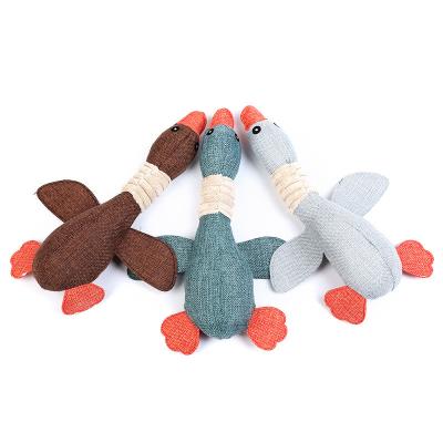 China Factory Wholesale Best Selling Cheap Canvas Toy Duck Stocked Soft Dog Squeaker Chewing Toy for sale