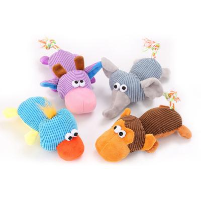 China Factory Wholesale Cheap Small Size Soft Plush Rope Toy Soft Stocked Dog Cat Squeaker Chewing Toy for sale