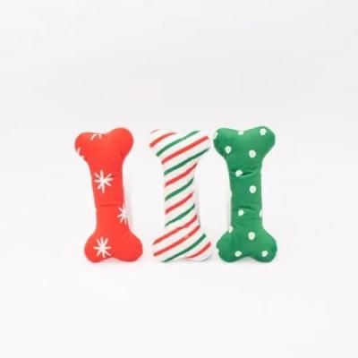 China Wholesale Factory Stocked Cheap Christmas Modeled Bone Plush Toy For Small Dogs for sale