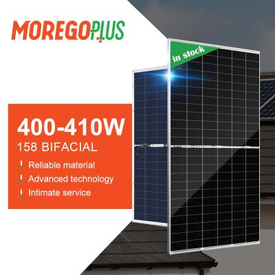 China Moregoplus Mono Half Cut Solar Panel 410w 405w Bifacial 400 Watt Solar Power Plate 158.75mmx158.75mm for sale