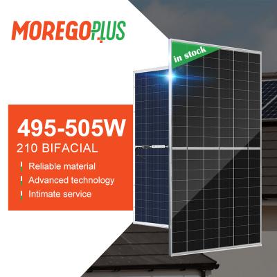 China Moregoplus 210 Model 66D1 Bifacial Solar Panels 495W 500W 505W Price For Home Solar Power System 2187*1102*35mm for sale