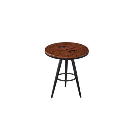 China Fashionable Morden Europe Cheap Round Legs MDF Tops Solid Wood Dining Table for sale