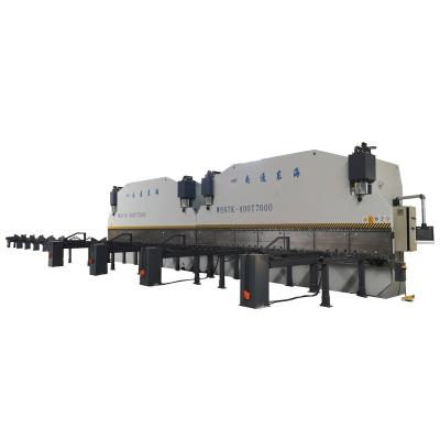 China Metal Bending 2xWE67K-400T7000 CNC Press Brake in Tandem two CNC press brake synchronous pole making line for sale