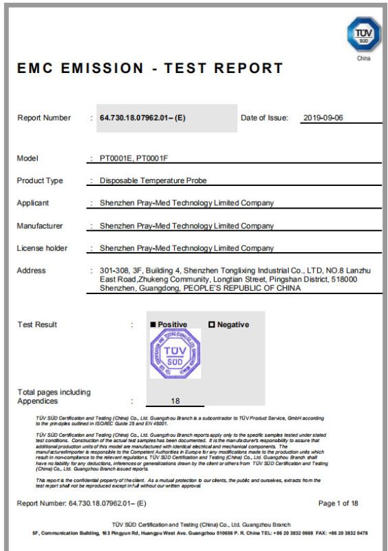 EMC emission test report - Shenzhen Pray-med Technology Co.,Ltd