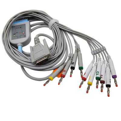 China Pediatric 10 Lead Edan EKG Cable SE-12 Express SE-1200 3.6m TPU Jacket for sale