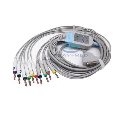 China Het electrocardiogramkabel 10lead van GE Marquette met Banaan 4,0 2029893 001 met TPU Te koop