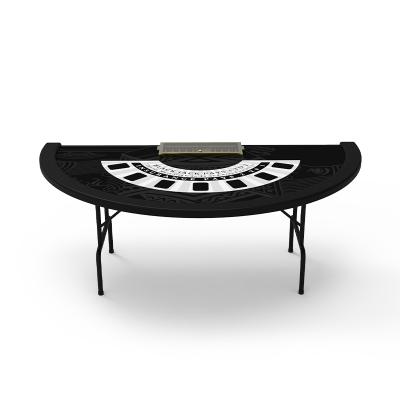 China YH 7 Players New Design Blackjack Gambling Table With Chips Tray Gamble Blackjack Table Folding Metal Legs for sale