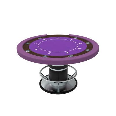 China New YH Style 1.4M Round Shaped Stainless Gaming Texas Holden Poker Table With Chips Case Steel Legs for sale