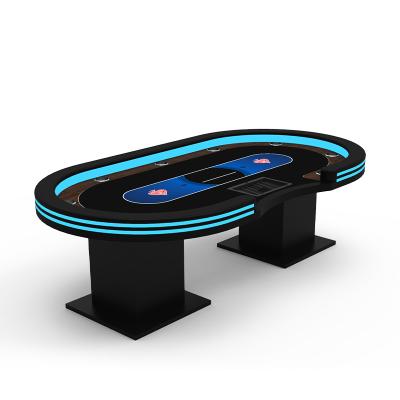 China Luxurious Wooden Legs Texas Holden Poker Casino Club YH Two Layer LED Design Poker Table Place Table for sale