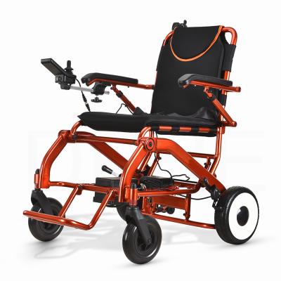 China Alumminum alloy folding electric wheelchair for the elderly disabled with electric wheelchair joystick for sale