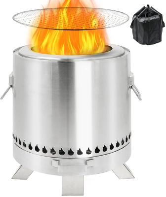 China Stainless Steel Portable Outdoor Smokeless Fire Pit 15×14.2 Inch Camping And Cooking for sale