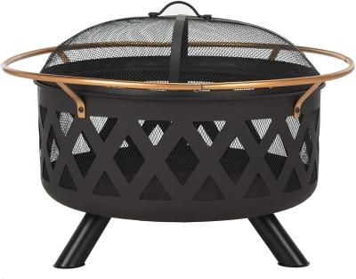 China 20.1 Pounds Copper And Black Portable Round Charcoal Fire Pit For Gardern for sale