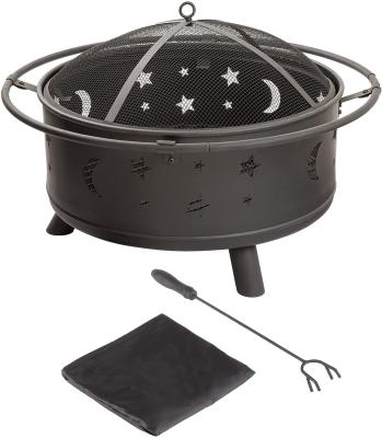 China Wood Burning Charcoal Heating Stove 30 inch Round Star and Moon Firepit for sale