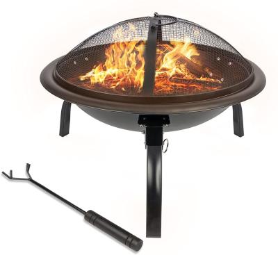 China 22in Outdoor Wood Burning Charcoal Heating Stove With Spark Screen Cover for sale