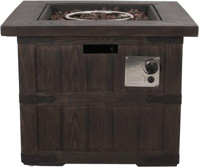 China Brown Wood Gas Square Fire Pit For Gardern Indoor Outdoor for sale