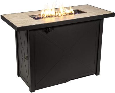 China Outdoor Propane Ceramic Brazier Gas Rectangular Fire Pit With Steel Base for sale