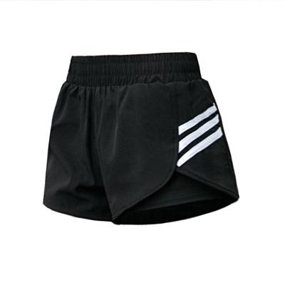 China Chemical fiber blended two-piece shorts tight sports yoga hot pants women's fitness outdoor casual summer beach pants for sale