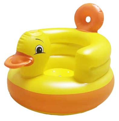 China PVC Round Duck Bottom Yellow Baby Small Inflatable Sofa Baby Learn To Sit Seat BB Dining Stool Portable Foldable Chair Bath T for sale