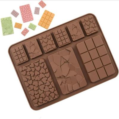 China Heat Resistant Easy Non Stick Silica Gel Food Grade Mold Chocolate Waffle Square Stock 9 Demoulding Mold for sale