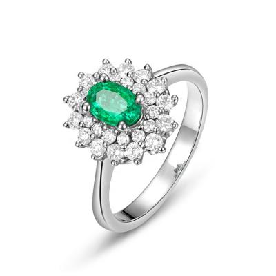 China Nickel Free Jewelry Supplier Gemstone Gemstone Jewelry Handmade Ring Wedding 18k Gold Ring Genuine Green Diamond Ring for sale