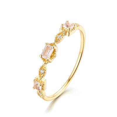 China Nickel Free Hot Selling Solid Gold Jewelry Ring Women 14K Gold Crystal Ring For Party for sale