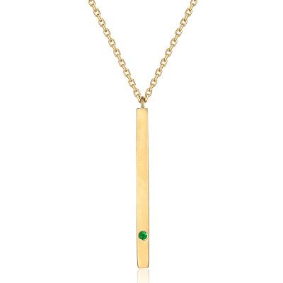 China Factory Price Free Solid Gold Nickel Natural Emerald Necklace Minimalist Gold Bar Pendant Necklace For Women for sale