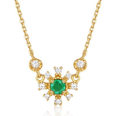 China Nickel Free Real Delicacy Emerald Flower Shape Necklace Natural Gold Jewelry Necklace Design for sale