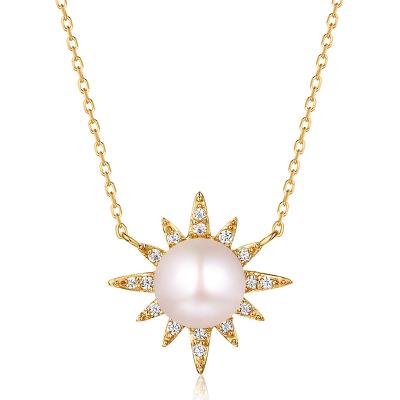 China Nickel Sun Free Pure Gold Freshwater Pearl Necklace Ladies Tasty Shape Pendant Necklace for sale