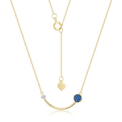 China Nickel Free 2021 Hot Sale 5A CZ And Lucky Necklace 14K Solid Gold Blue Spinel New Arrivals Luxury Geometric Necklace for sale