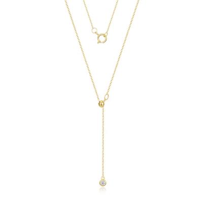 China Nickel Free Slider Fashionable Korean Adjustable Women's Moissanite Jewelry Design Chain Necklace 14k Gold for sale