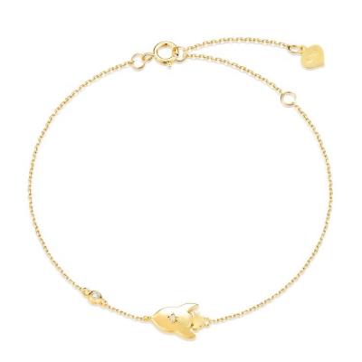 China Nickel Free Fashion 14K 18K Solid Gold Zircon Cartoon Jewelry Gift 5A CZ Bracelet For Girls Mini Rocket Charm Women Cute Bracelets for sale