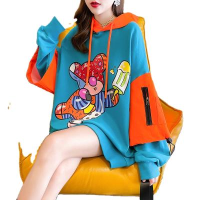 China 2022 new style foreign style autumn street women's loose design hooded sweater large size casual net red fries coat for sale