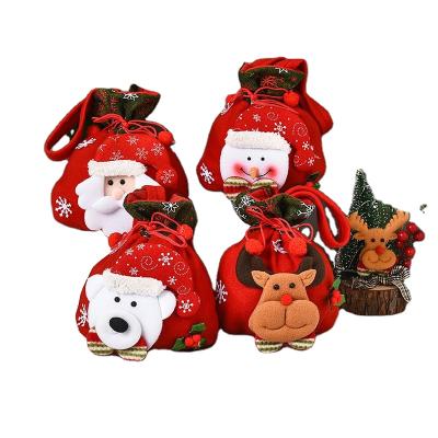 China Cute Santa Candy Bag Christmas Candy Wind Gift Bag Lovely Plush Fashion Bag Decorative Flannel Handbag for sale