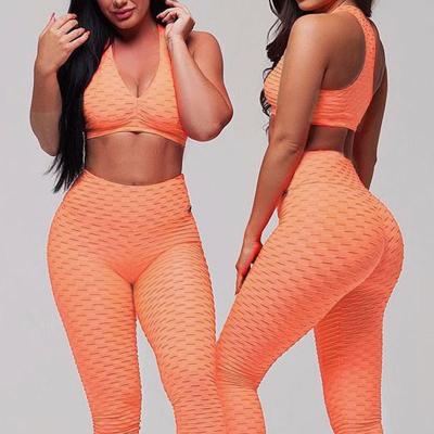 China Custom Logo Sportswear Women High Waist Fitness Breathable Workout Apparel Two Piece Yoga Sets Bra Yoga Set for sale