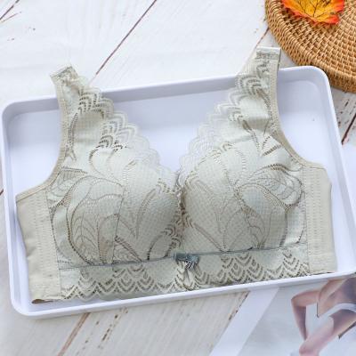 China Breathable Ultra Thin Underwear Bra Push Up Gathering Adjusting Women Plump Steel Ring Free Cup Large Size Thin Bras for sale