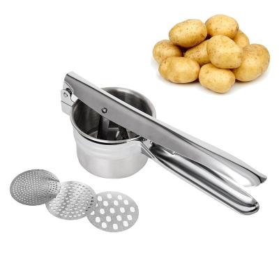 China Sustainable Professional Stainless Steel Potato Grinder With Replaceable 3 Strainer for sale