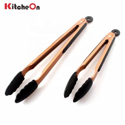 China Durable 2-Pack Antique Copper Cooking Tongs Set for sale