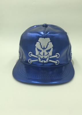 China Summer Flat Brim Leather Blue Snapback Caps For Boys Character Air Hole for sale