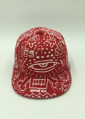 China Red White Hip Hop Snapback Caps Floral Print Snapback Hat Flat Peaked for sale