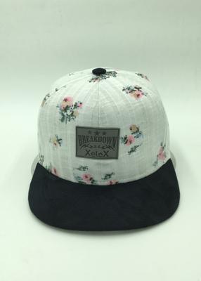 China Youth Wide Brim Flower Baseball Cap Custom Printing With Velcro Closure for sale