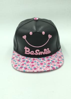 China Leather Smile Snapback Baseball Cap Dot Outdoor 3D Puffed Embroidey  Casual Te koop