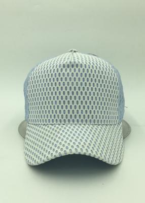 China Light Blue Mesh Pre Curved Baseball Caps Adjustable Strap For Hiking for sale