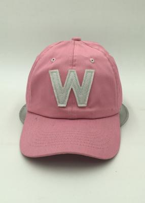 China Girls Pink Pre Curved Baseball Caps Customizable Applique Embroidery for sale