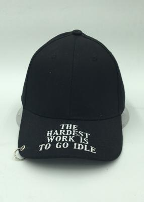 China Flat Black Pre Curved Baseball Caps Iron Hoop , Youth Baseball Hats Custom for sale