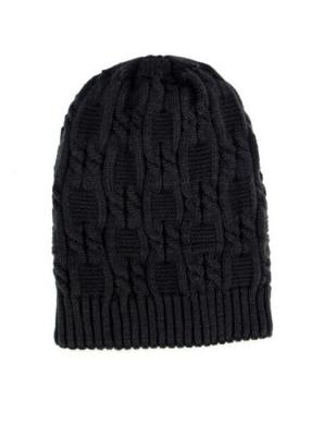 China Outdoor Black Plaid Winter Knit Caps Braided Fitted Free Size For Boys for sale