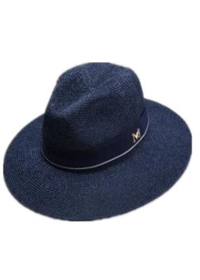 China Sun Protection Dark Blue Black Fedora Hat Wide Brim Sun Hat For Men for sale