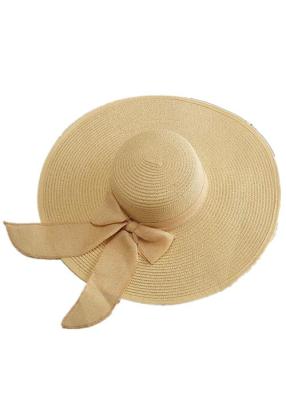 Chine Chapeau de paille large de bord du Bowknot des femmes, courroie tissée par chapeau occasionnel de Packable Sun à vendre