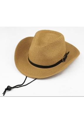 China Beach Large Mens Wide Brim Straw Hat With Metal Buckle Leather Strap for sale